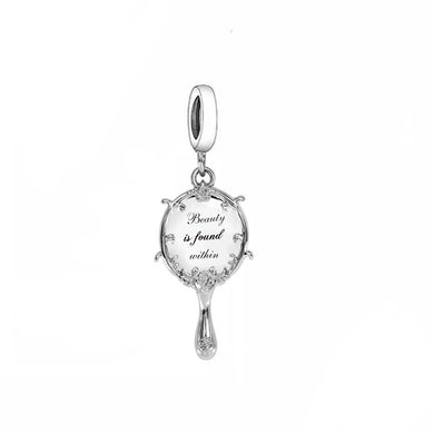 925 Sterling Silver Beauty and the Beast Mirror Dangle Charm