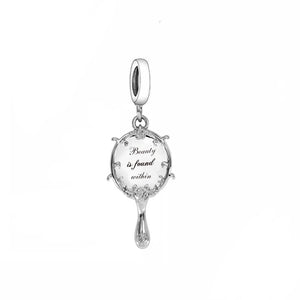 925 Sterling Silver Beauty and the Beast Mirror Dangle Charm