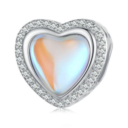 CZ “Lucky to have you” Heart Bead Charm