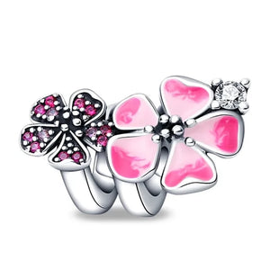 925 Sterling Silver Pink Flower Spacer