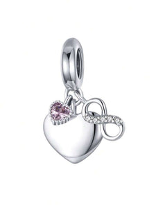925 Sterling Silver  Infinity Heart Dangle Charm