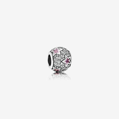 925 Sterling Silver CZ Pink Stars Bead Charm
