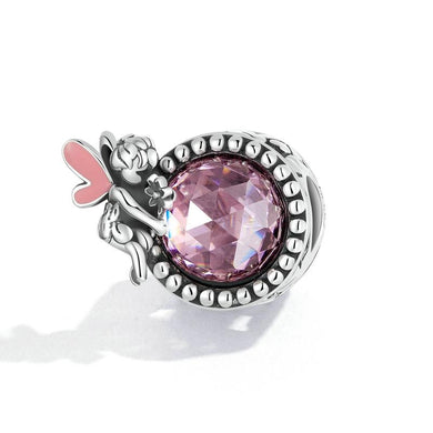 925 Sterling Silver Pink CZ Fairy Bead Charm