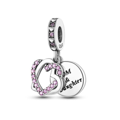 925 Sterling Silver Mom & Daughter  Double Dangle Charm