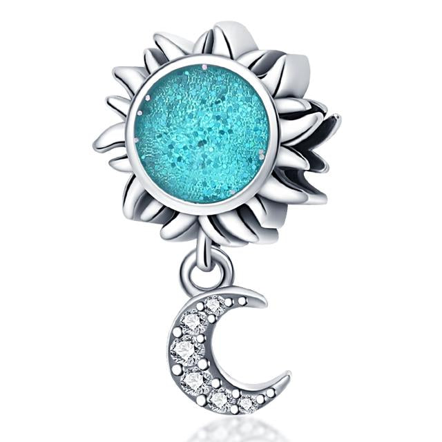 925 Sterling Silver Bohemian Sun And Moon Bead Charm