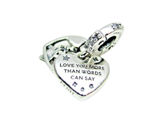 Load image into Gallery viewer, 925 Sterling Silver Wall-E &amp; Eve Heart Dangle Charm