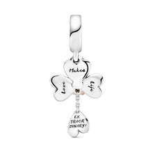 Load image into Gallery viewer, 925 Sterling Silver and Rose Gold PLATED Clover and Ladybug Dangle Charm