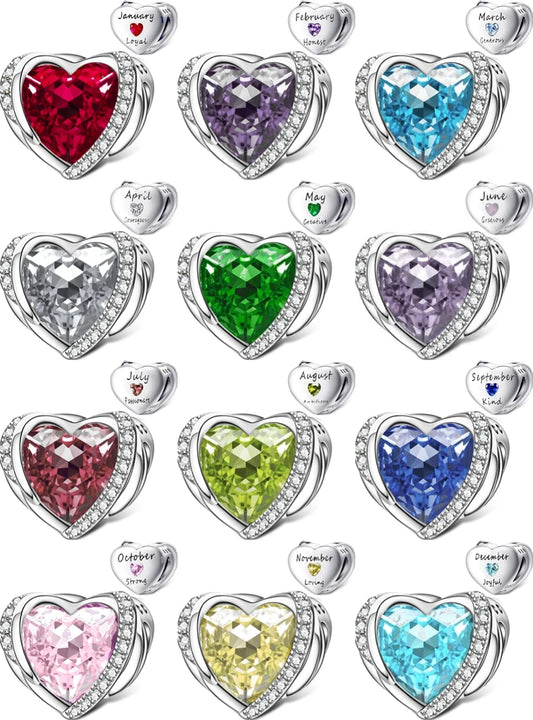 Heart Birthstones Bead charm