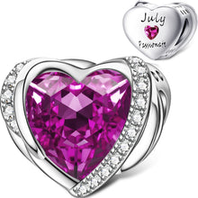 Load image into Gallery viewer, 925 Sterling Silver Heart CZ  Birthstones  Bead charm