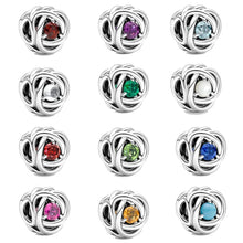 Load image into Gallery viewer, 925 Sterling Silver Eternity  Birthstone  Bead charm
