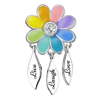 925 Sterling Silver Colourful Flower “Live, Laugh, Love” Bead Charm