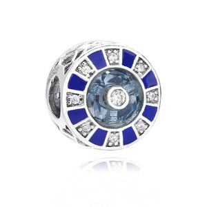 925 Sterling Silver Blue CZ Mosaic Bead Charm