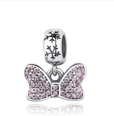925 Sterling Silver Minnie Mouse Bow Dangle Charm