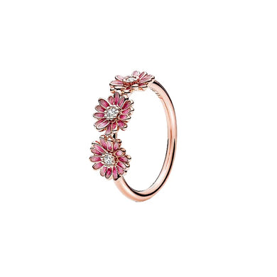 Rose Gold Plated Pink Daisy Ring