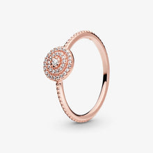 Load image into Gallery viewer, 925 Sterling Silver Rose Gold Plated Clear CZ Halo RIng