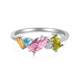 925 Sterling Silver Colourful CZ  Ring