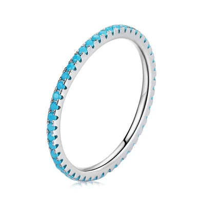 925 Sterling Silver Blue Stackable Promise Ring
