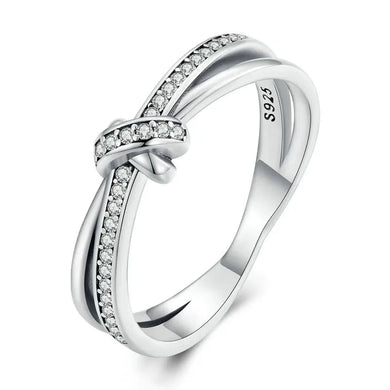 925 Sterling Silver CZ Knotted Ring