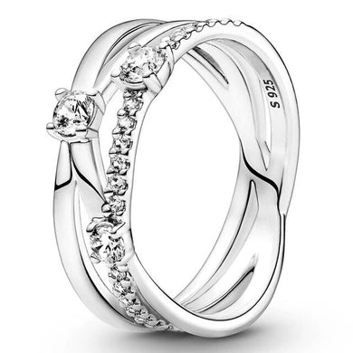 925 Sterling Silver Clear CZ Multi band Ring