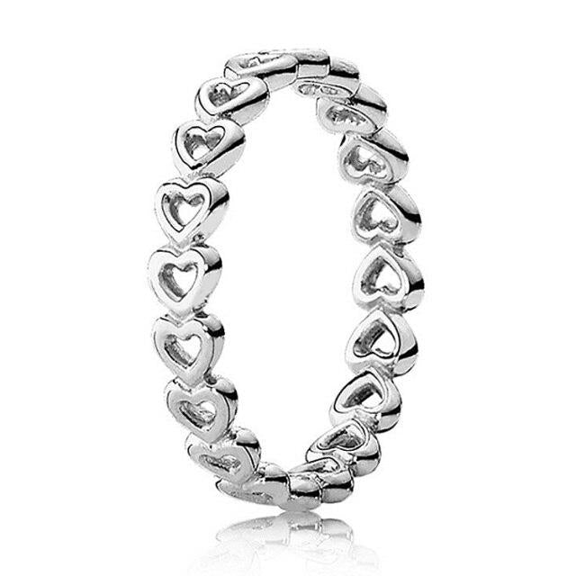 925 Sterling Silver Openwork Simple  Heart Ring