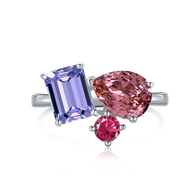 Purple CZ Trio Multi Shape Ring