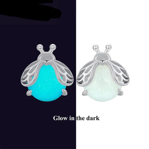 925 Sterling Silver Glow In The Dark Firefly Stud Earrings