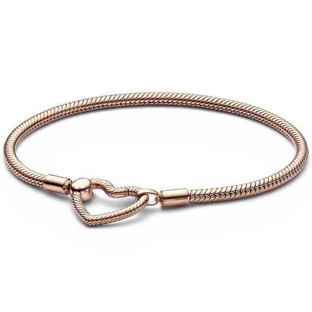 Rose Gold Heart Clasp Snake Chain Bracelet