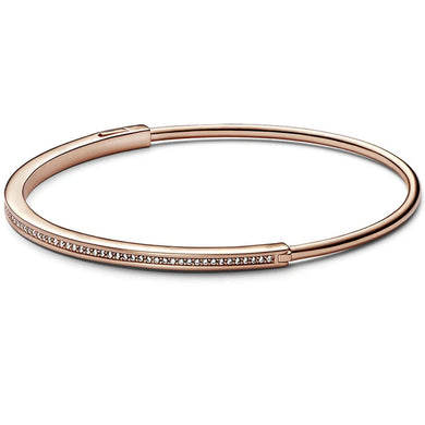 925 Sterling Silver Rose Gold Plated Signature I-D Pavé Bangle