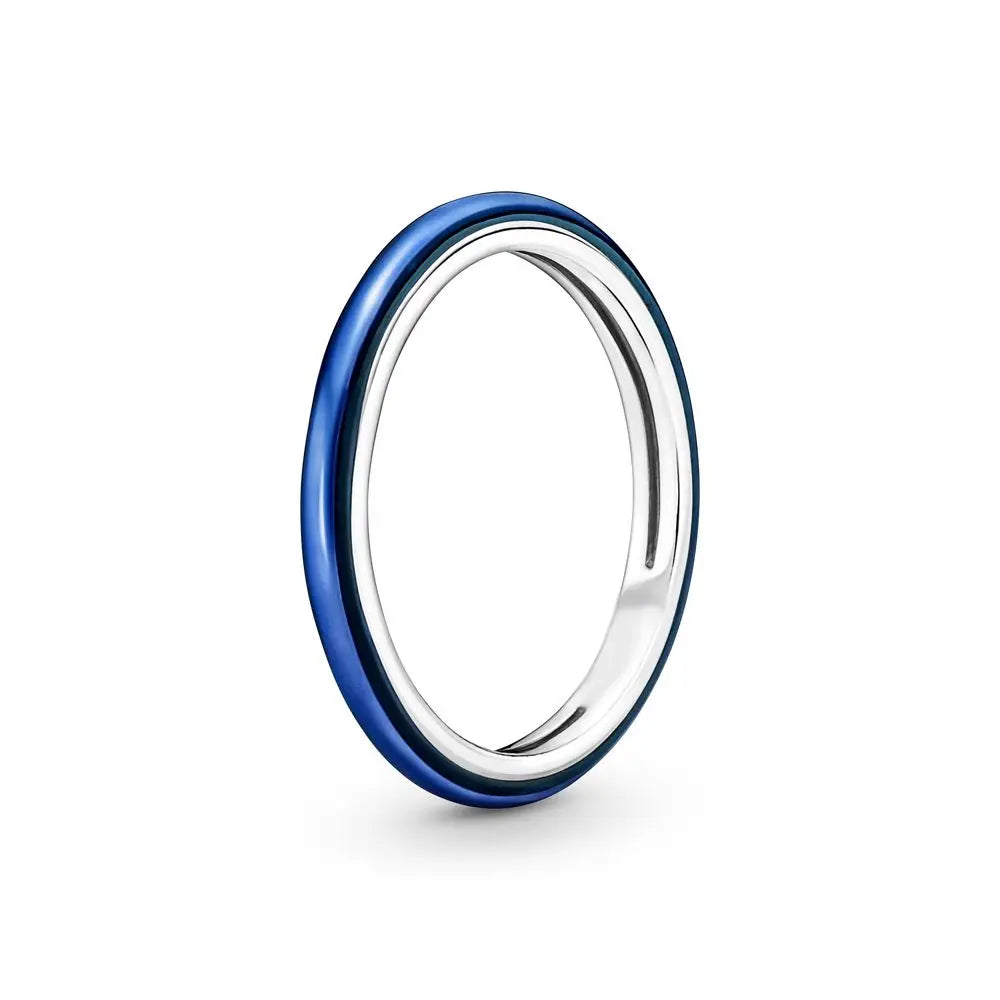 925 Sterling Silver Blue Enamel Ring
