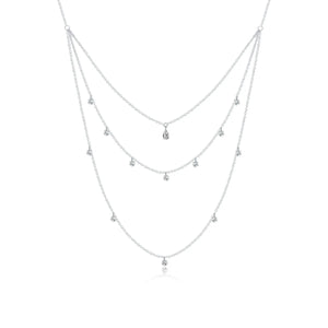 925 Sterling Silver Sparkling Cz Layered Necklace