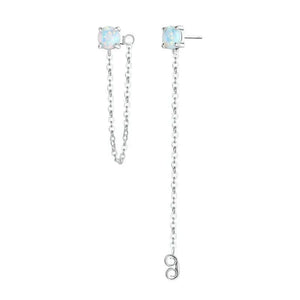 925 Sterling Silver Opal Tassel Earrings