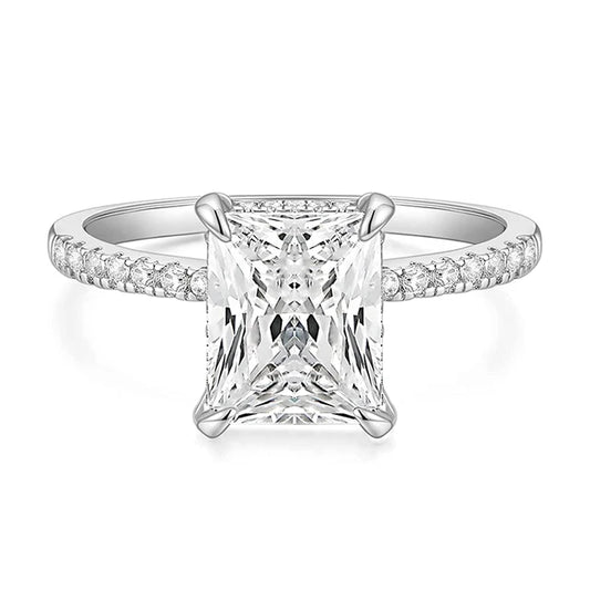 Clear CZ Rectangular Solitaire Ring