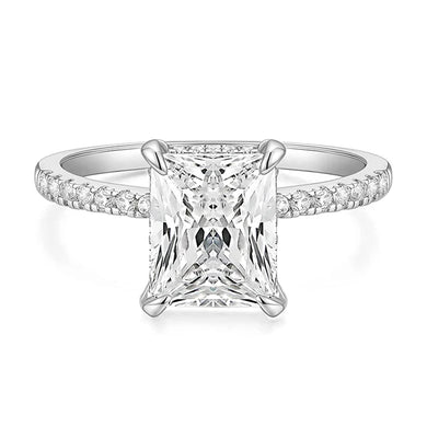 925 Sterling Silver Clear CZ Rectangular Solitaire Ring