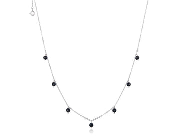 925 Sterling Silver Black Bead Necklace