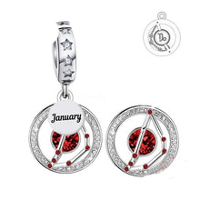Load image into Gallery viewer, 925 Sterling Silver Cz Birth Month Constellation/ Zodiac Dangle Charm