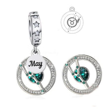 Load image into Gallery viewer, 925 Sterling Silver Cz Birth Month Constellation/ Zodiac Dangle Charm