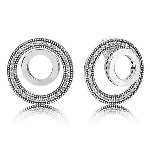 925 Sterling Silver Round CZ Circle Forever Signature Stud Earrings