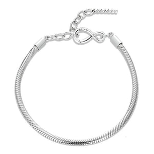 925 Sterling Silver Infinity Clasp Snake “Forever Love” Adjustable Bracelet