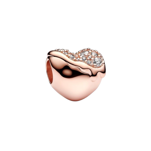 Rose Gold Sparkling Melting Heart Charm