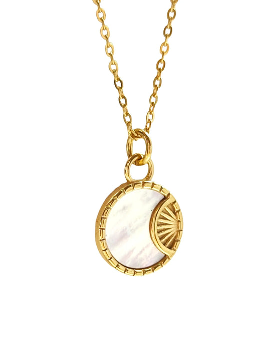 18k Gold Plated Stainless Steel Sun And Moon Crescent Necklace