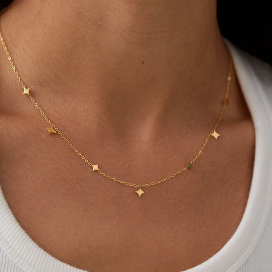Stainless Steel 18k Gold Dainty Star Necklace