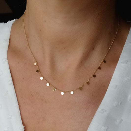 Stainless Steel 18k Gold Dainty Disc Necklace