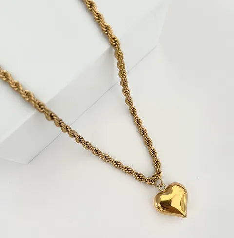 18k Gold Plated Stainless Steel Pure Heart Necklace
