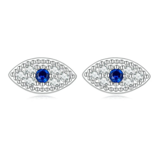 Sparkling Evil Eye Screw On Earrings