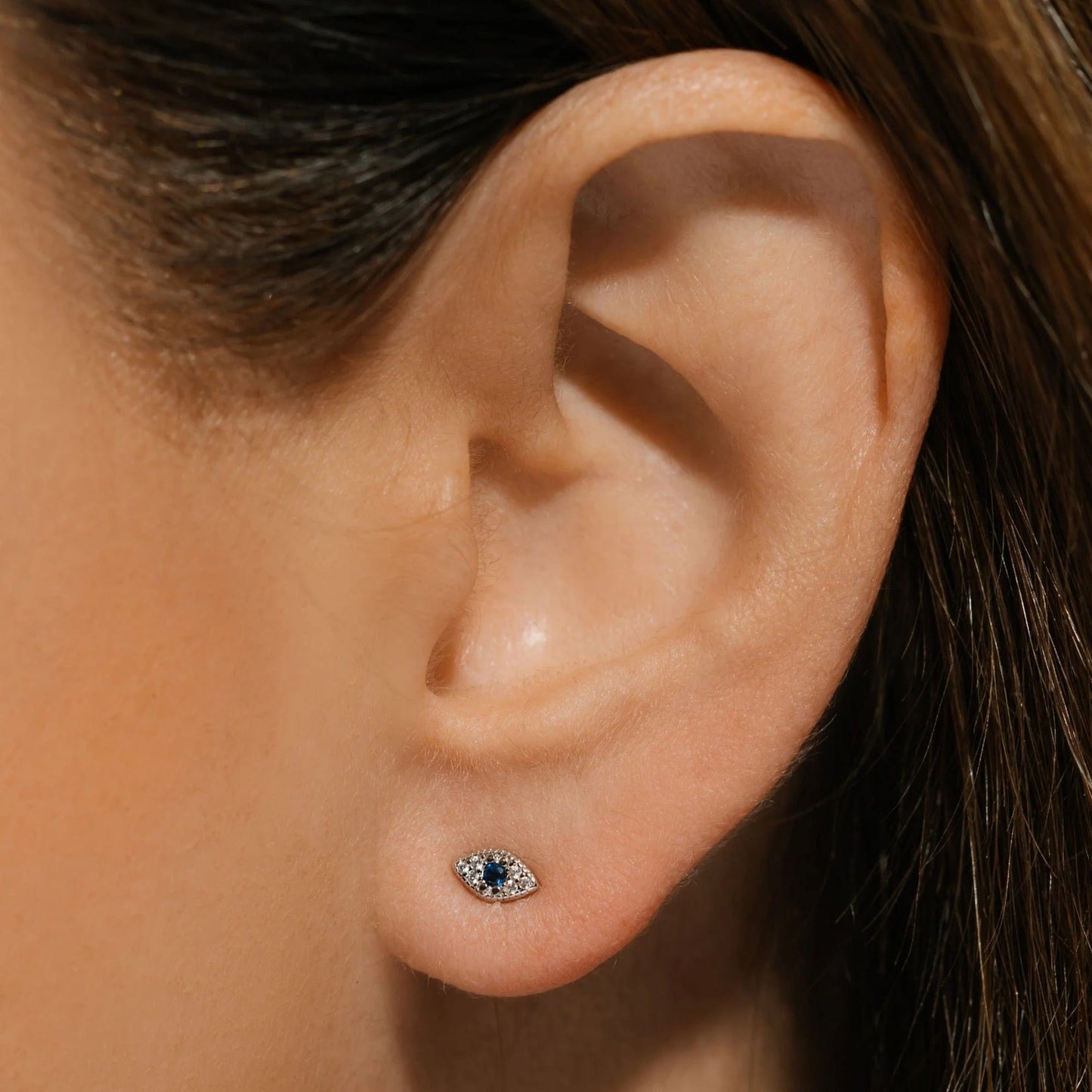 Sparkling Evil Eye Screw On Earrings