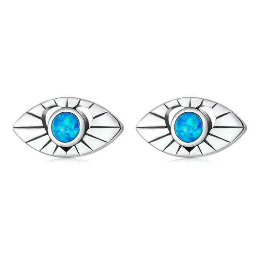 Shimmering Blue All Seeing Eye Stud Earrings