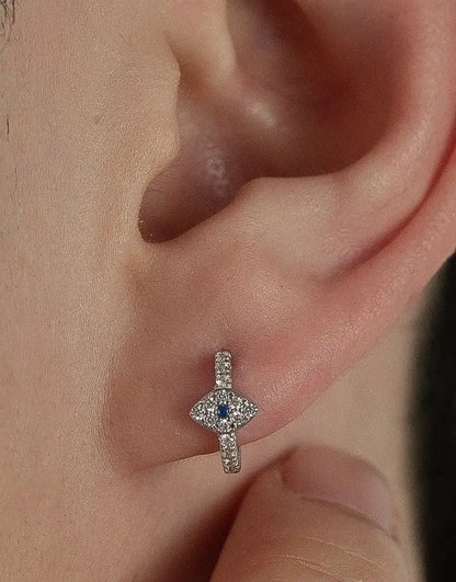 Dainty Evil Eye Shimmering Hoop Earrings