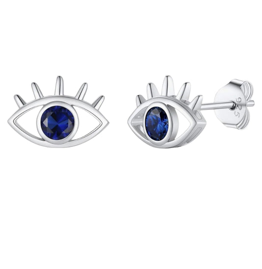 Dainty Blue Eyed Stud Earrings