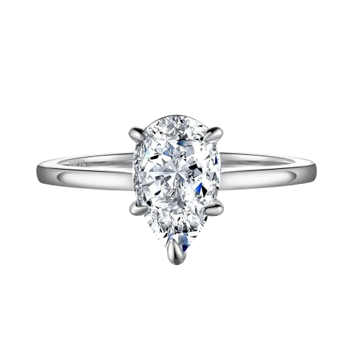 Clear CZ Teardrop Solitaire Ring