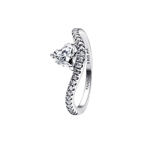 Wavy Pavé Heart Ring